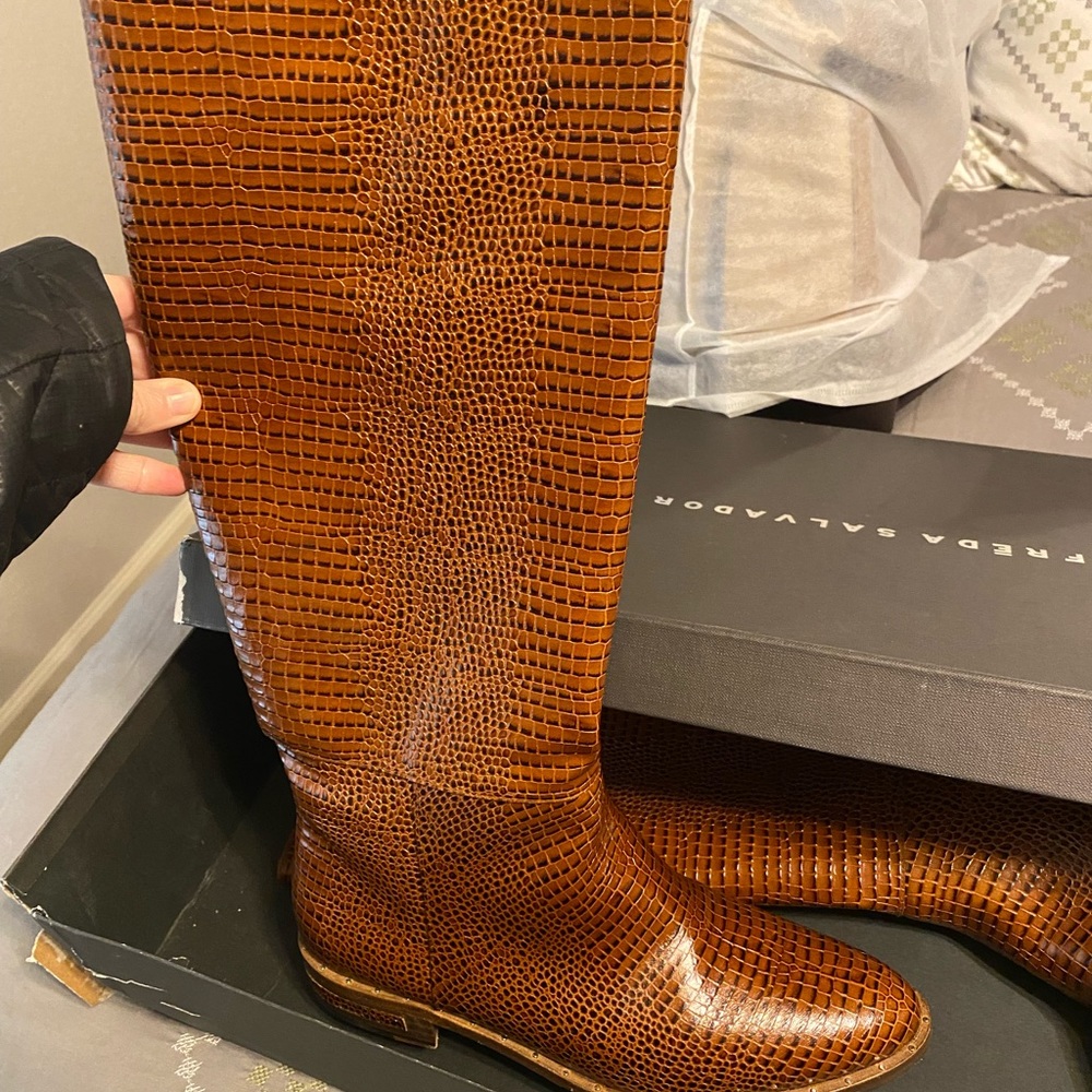 Freda Salvador Peak Brown Leather Knee-High Boots